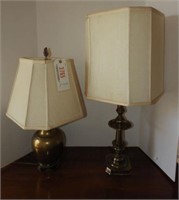 Lot #3765 - (2) table lamps in brushed nickel