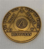 12 Years Bronze AA Recovery Medallion/Coin/Chip