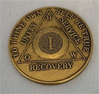 1 Year Bronze AA Recovery Medallion/Coin/Chip