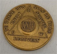 24 Years Bronze AA Recovery Medallion/Coin/Chip