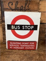 Original Double Sided Enamel Bus Stop Sign