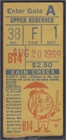 1969 NY Mets Ticket stub August 20th 1969 game at