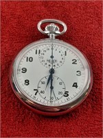 RARE HEUER DUAL DIALED POCKET WATCH CHRONOGRAPH