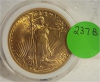 1908 NO MOTTO BU ST. GAUDEN'S $20 GOLD COIN