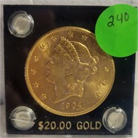 1904-S BU LIBERTY $20 GOLD COIN