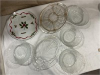 Glass serving bowls and platters