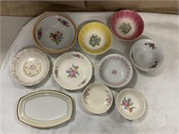 Flowered serving dishes, one H&Co Selb Bavaria,