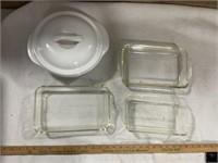 Fire king and Glasbake glass casserole dishes,