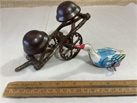 Wind up goose and Broken bell pull toy