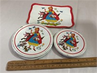 Little red riding hood tin dishes