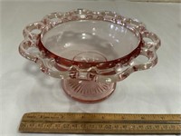 Vintage open laced edge compote pink glass