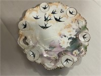 Unmarked porcelain plate, iridescent sheen