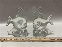 Glass angelfish bookends