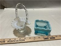 Opalescent Hobnail Basket and EAPG Blue Footed