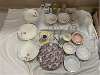Floral Plates, dishes, small pitcher,