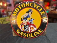 1ft Round Porcelain Signal Motorcycle Sign