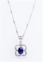 Jewelry Sterling Silver Sapphire Necklace