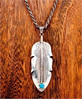Jewelry Sterling Silver Feather Pendant Necklace