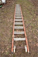 32' fiberglass extension ladder with cable hook an