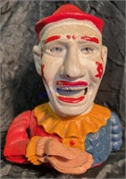 Humpty Dumpty Clown Cast Iron Coin Bank