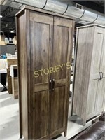 Like New 2dr Brown Storage Cabinet ~27 x 15 x 72