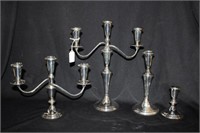 2 Pairs of sterling silver candelabra