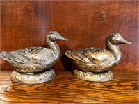 Ceramic ducks vintage signed incense pen holder