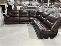 Germain Brown Faux Leather Sectional - Missing