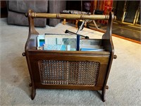 Vintage Magazine Rack Stand Rattan Side Panels