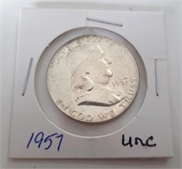 1957 Uncirculated Franklin Halfn Dollar Coin