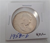 1958-D Uncirculated Franklin Halfn Dollar Coin