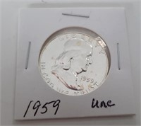 1959 Uncirculated Franklin Halfn Dollar Coin