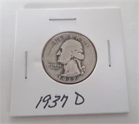 1937-D Silver Washington Quarter Coin