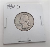 1936-S Silver Washington Quarter Coin