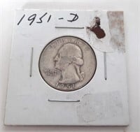 1951-D Silver Washington Quarter Coin