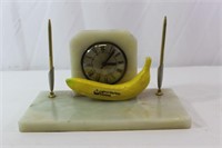 Vintage Marble Electric Desk Clock & Pen Holder