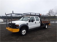 2008 Ford F350 4x4 Crew Cab 9' S/A Flatbed Truck