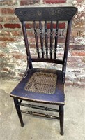 Antique Wood Cane Bottom Chair