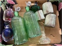 Glass Bottles and Votive Holders 11.5” and