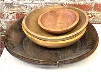 (4) Wood Bowls 19.5” and Smaller