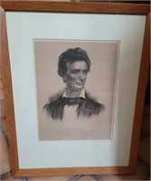 72 - FRAMED LINCOLN REPRODUCTION ART 15X18" (L203)