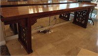 F - CONSOLE TABLE W/ CARVED WOOD DETAILS 35X24X127