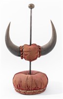 Unusual Steer Horn and Upholstered Element, 19th C