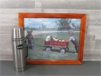 17" X 20" PICTURE  WOOD FRAME / THERMOS