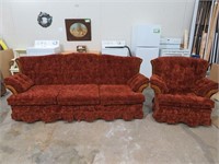 89" WIDE COUCH AND ROCKING EASY CHAIR