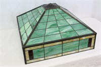 Vtg. Art Deco Green Slag Glass Hanging Lamp Shade