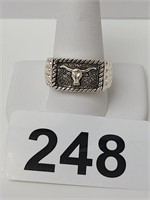Men's Sterling Silver Longhorn Ring sz 11, 12.2 gr
