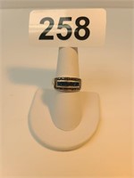 Sterling Silver W/ sapphire ring sz. 8 1/2, 4.3 gr