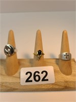 Sterling Silver & Gold Tone 3 Ring Lot