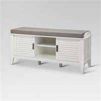 STORAGE BENCH WITH SLATTED DOORS - WHITE -